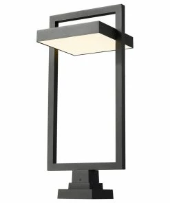 New 🎉 Z-Lite 1 Light Outdoor Pier Mounted Fixture, Black, 566PHXLS-SQPM-BK-LED ⭐