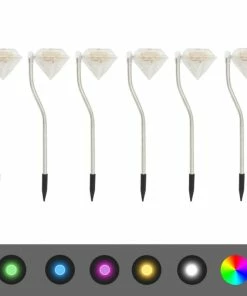 Best Sale 🔥 Vida XL LLC VidaXL 6x Solar LED Garden Lights Outdoor Lighting Fitting Ground Spot Path ❤️