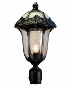 Outlet 🤩 Special Lite Products Company Rose Garden Large Post Mount Light With Seedy Glass, Black 🎁