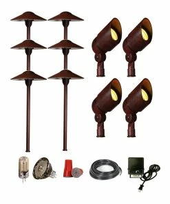 Wholesale ✨ Best Pro Lighting LED Lighting Kit: Mushroom Pathway And Spotlight/Up Lights, Rust Color ⭐