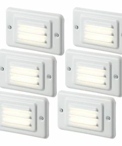 Cheapest ⭐ W86 Trading Co., LLC 6-Pack Step Lights Indoor, Wall Mount Stair Lights With Louver Faceplate, 3000K 😍