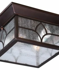 Best Sale 🔥 Satco Products Nuvo Stanton 2-Light Outdoor Flush Mount With Clear Glass/Claret Bronze, 60-5646 👍