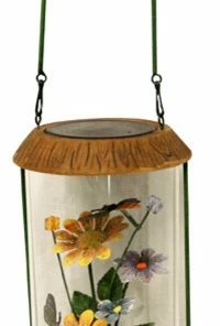 Outlet 💯 Northlight Seasonal LED Lighted Solar Powered Outdoor Garden Lantern With Flowers, 10.5" 🥰
