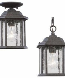 Buy ⌛ Sea Gull Lighting Kent - One Light Outdoor Semi-Flush Convertible Pendant In Oxford Bronze ⭐