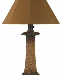 New 🧨 Patio Living Concepts Palm Outdoor Table Lamp With Teak Sunbrella Shade ❤️
