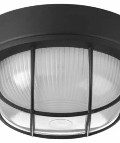 Hot Sale ✔️ Progress Lighting 1 Light Bulkhead 7-7/8" Flush Mount In Textured Black (P3709-31) 🥰